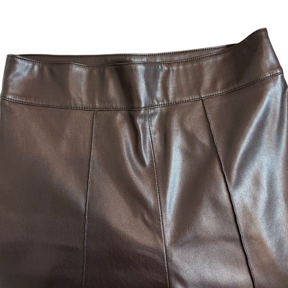 Zara Chocolate Brown Faux Leather Wide Leg Pants Size Small NWOT - Picture 5 of 6